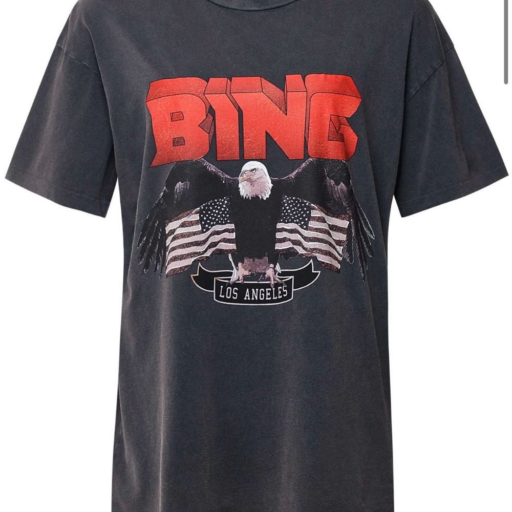 Anine Bing Black and Red Short Sleeve Tee with Bold Graphic